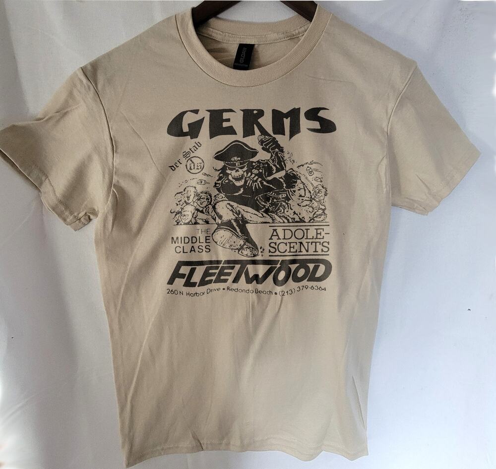 the Germs gig flyer art band t shirt Size Small Cream